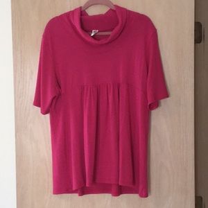 Short sleeve sweater with high colllar